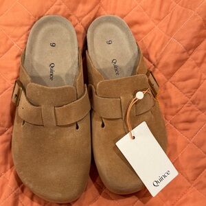 Quince Tan Suede Women's Clogs